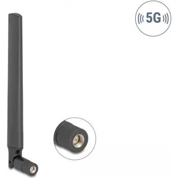 Ominikryptė antena 3.3–5.0 GHz DELOCK su SMA kištuku, 4.7 dBi, pasukama jungtimi, juoda