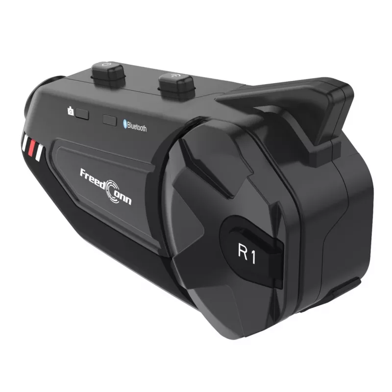 Belaidis motociklininkų šalmo interkomas FreedConn R1 PLUS E su kamera, Bluetooth 5.0+EDR, 1000 m atstumu, IP65, FM, 1080p vaizdo įrašu, 30 h pokalbio laiko