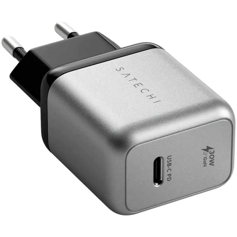 Satechi ST-UC30WCM-EU – universalus AC sieninis kroviklis su 1× USB-C, juodas/sidabrinis