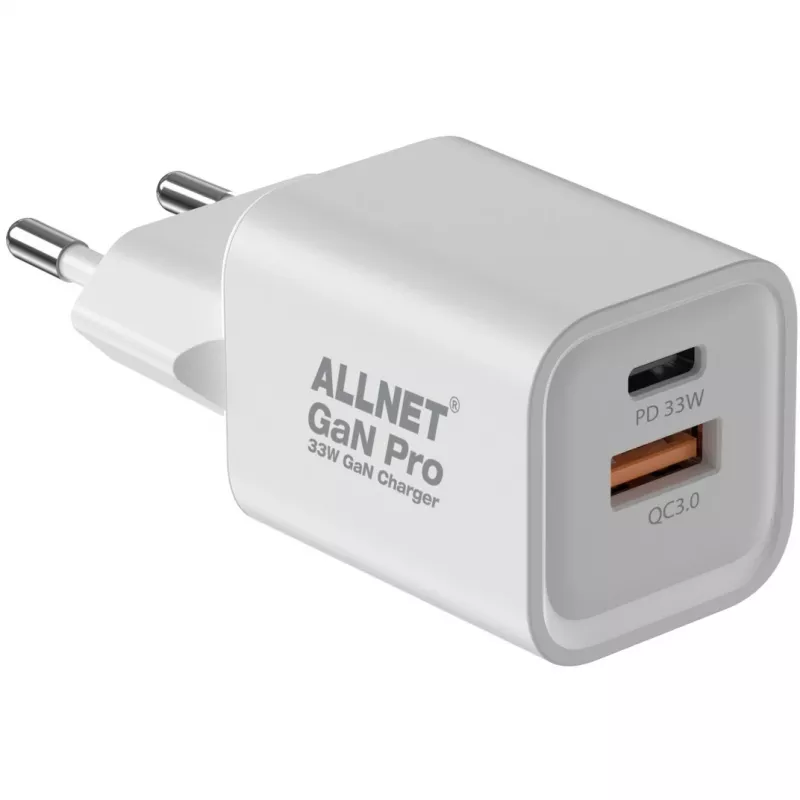 Kroviklis ALLNET PSU-GaNPD-USB-1A1C-45W 45W USB-C PD ir USB-A QC GaN įkroviklis