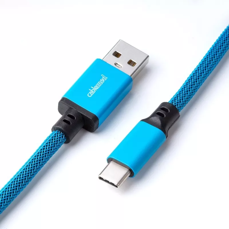 CableMod Classic spiralinis kabelis klaviatūrai CM-CKCA-CK-KK150KK-R, USB-C – USB-A, 150 cm, juodas (Midnight Black)