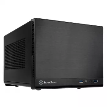Korpusas SilverStone SUGO 13 – Mini-DTX – be maitinimo šaltinio (AT/PS/2) – juodas – USB/Garsas (SST-SG13B-Q)