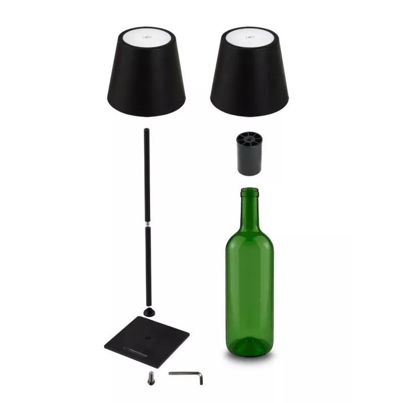 LED stalinė lempa ESPERANZA ELD119K Juoda — 3W, 4000K, 200 lm, USB-C, 2400 mAh baterija, 400 mm aukštis
