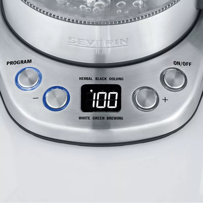Elektrinis virdulys SEVERIN WK 3473 1 L 2200 W stiklas ir nerūdijantis plienas, 5 temperatūros nustatymai, LED ekranas