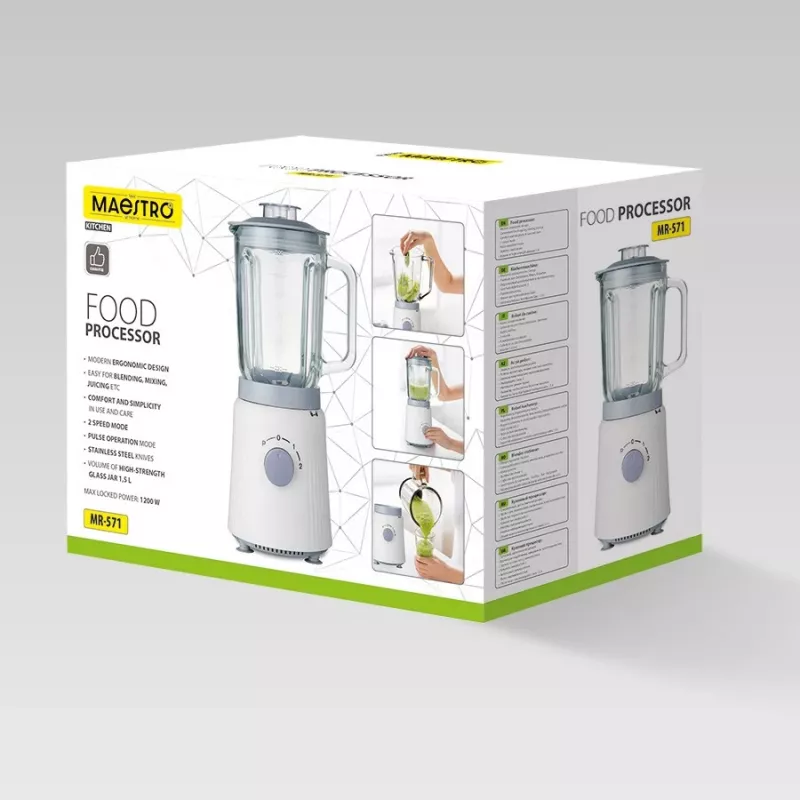 Virtuvinis kombainas Maestro MR-571 1200W baltas/pilkas – daugiafunkcis maisto ruošimo pagalbininkas