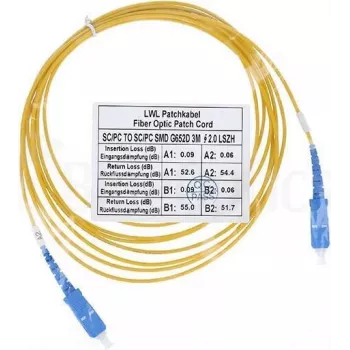 Skaidulinis optinis kabelis CBO SFP2222BU15MK 15 m SC G.657.A1, geltonas