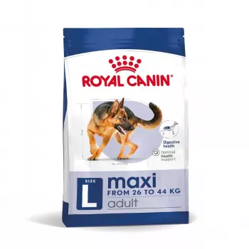 Sausas šunų ėdalas Royal Canin Maxi Adult 15 kg – vištiena, 26% baltymų, 17% riebalų, virškinimo palaikymas
