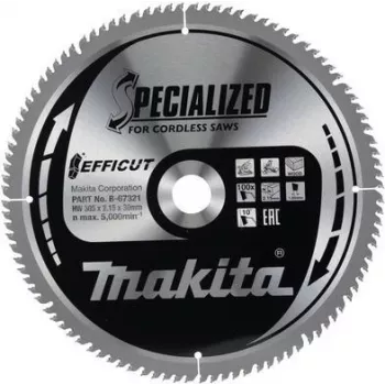 Makita Specialized EFFICUT – Diskinis pjūklas medžiui – 305 mm – 100 dantų (B-67321)