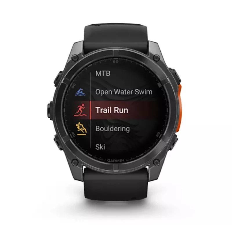 Išmanusis laikrodis GARMIN Fenix 8 – titano korpusas 51 mm, AMOLED 1,4 colio, GPS, 32 GB, 10 ATM, silikoninis dirželis