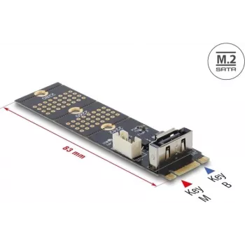 Adapteris M.2 Key B į SATA 7 kontaktų (vertikalus) DELOCK 64290