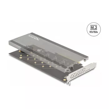 DeLOCK PCI Express 4.0 x16 kortelė 4 x vidiniam NVMe M.2 Key M su radiatoriumi ir ventiliatoriumi