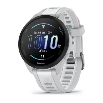 Išmanusis laikrodis GARMIN Forerunner 165 Music — GPS, 1,2 colio AMOLED, 43 mm korpusas, 11 dienų baterija, 5 ATM, 4 GB, Pilka