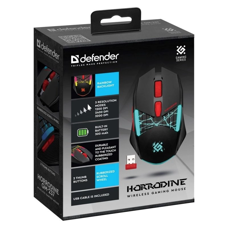 PELĖ DEFENDER GM-126 TISA RF+BT OPTIC 1600dpi 6P JUODA