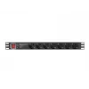 Maitinimo skirstytuvas LANBERG PDU-PRO-07F-0200-BK — 1U stovo PDU, 7 F tipo lizdai, 16 A, 2 m laidas, juodas