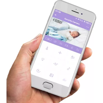 Vidinė Wi-Fi apžvalgos kamera Olympia BC 2000 – 2 MP, 1080p, 330° horizontaliai / 145° vertikaliai, 2.4 GHz, Android/iOS (Purpurinė/Balta)