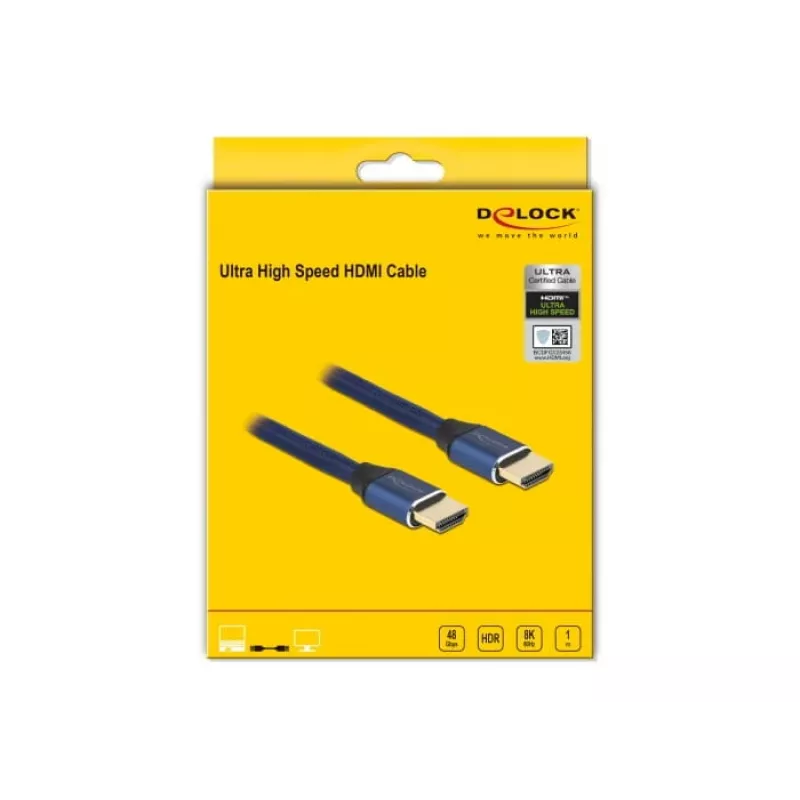 HDMI kabelis DeLOCK Ultra High Speed 48 Gbps 8K 60 Hz mėlynas 1 m
