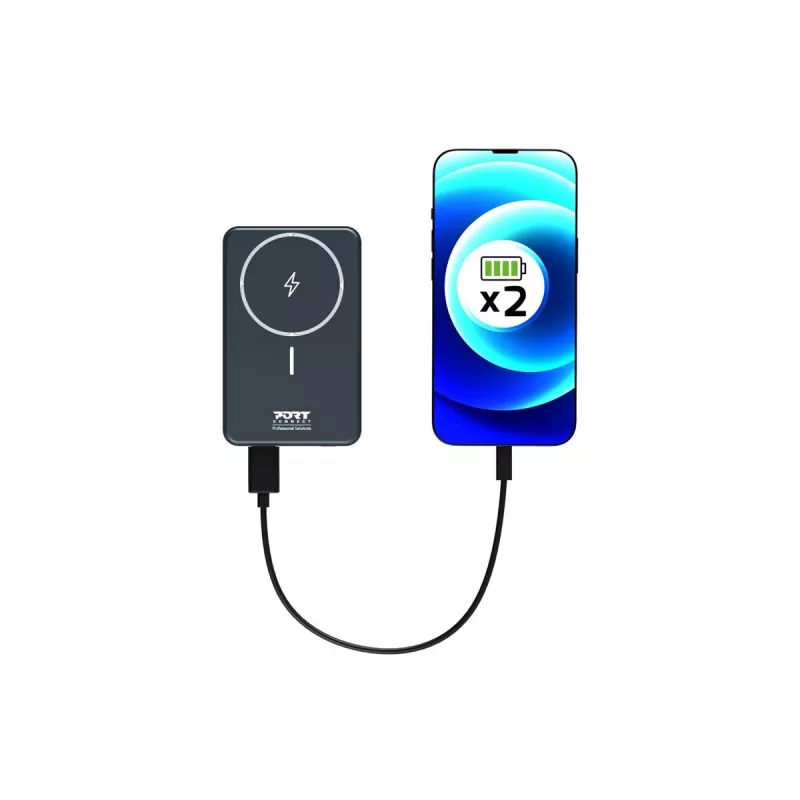 Power Bank Port Designs 907005 10000 mAh belaidžiu įkrovimu juodas