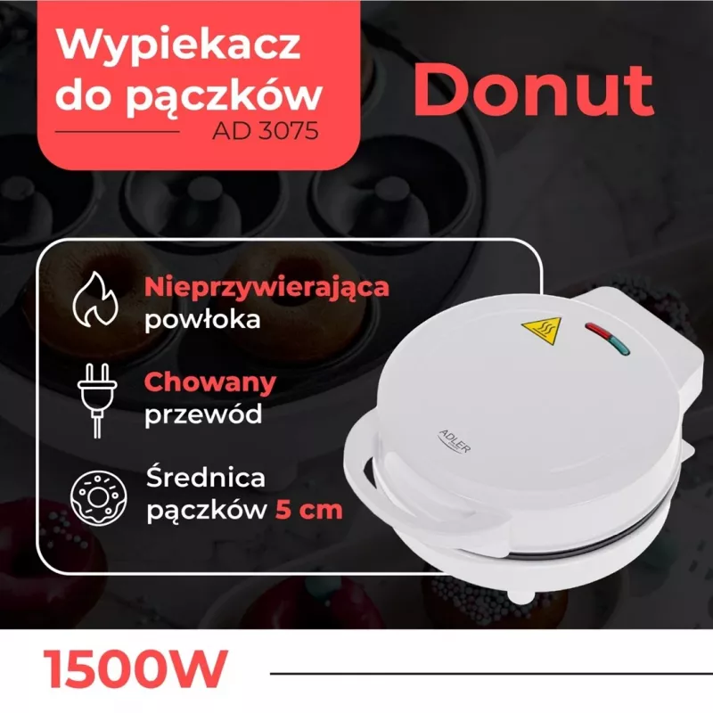Adler AD 3075 spurgų keptuvė | 1500 W