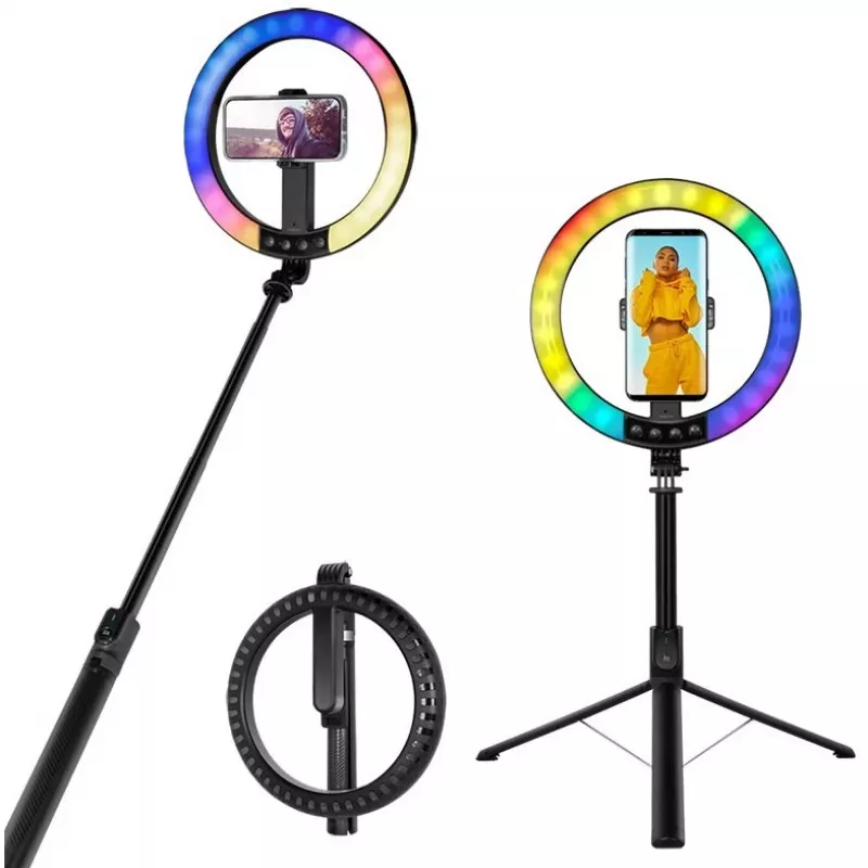 LogiLink išmaniojo telefono žiedinė šviesa su selfie lazda ir trikoju, 20 cm (AA0156)