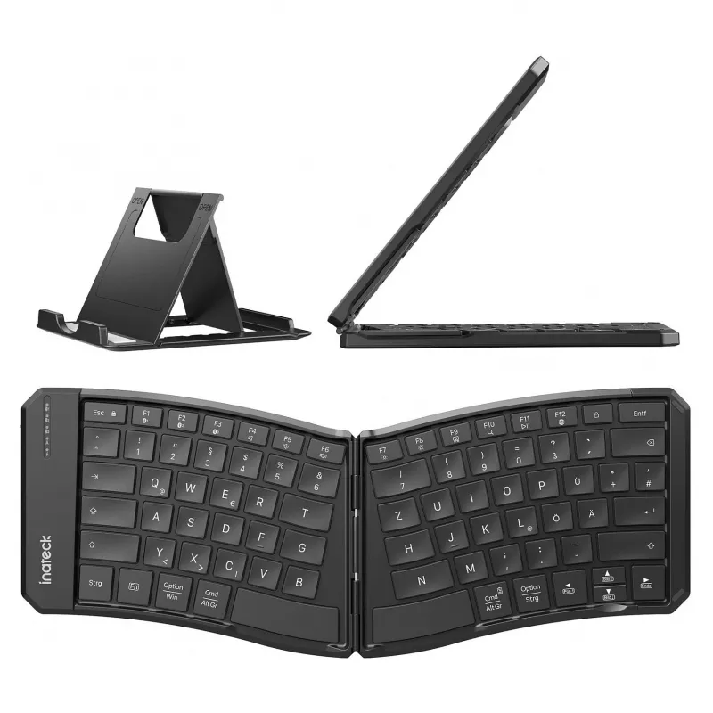Inateck N0131 viso dydžio išlenkta Bluetooth klaviatūra QWERTZ žirkliniai jungikliai juoda