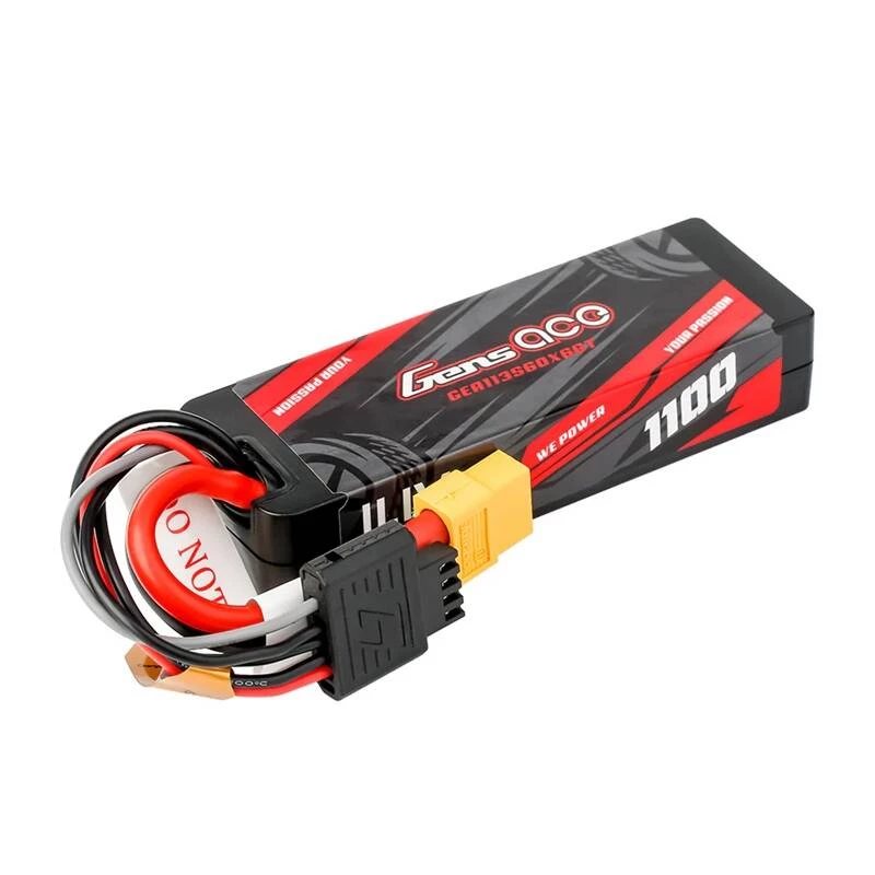 Lipo baterija Gens ace G-Tech 1100mAh 11.1V 3S1P 60C GRP-76 kietu korpusu su XT60 kištuku