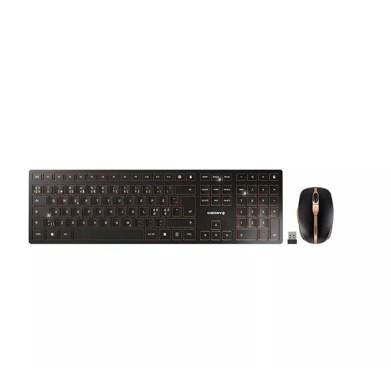 CHERRY DW 9100 SLIM belaidė klaviatūra su pele, RF Wireless + Bluetooth, universali, juoda