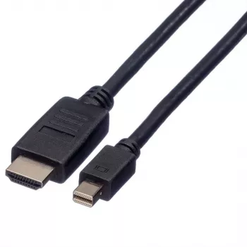 ROLINE 11.04.5790 - Vaizdo ir garso kabelis - Mini DisplayPort (vyriškas) - HDMI (vyriškas) - 1 m - Ekranuotas - Juodas
