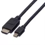 ROLINE 11.04.5790 - Vaizdo ir garso kabelis - Mini DisplayPort (vyriškas) - HDMI (vyriškas) - 1 m - Ekranuotas - Juodas