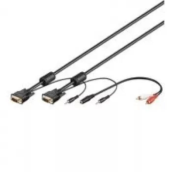 Wentronic SVGA garso kabelis - 3 m - VGA (D-Sub) - VGA (D-Sub) - Juodas - 3,5 mm garso lizdas (93969)