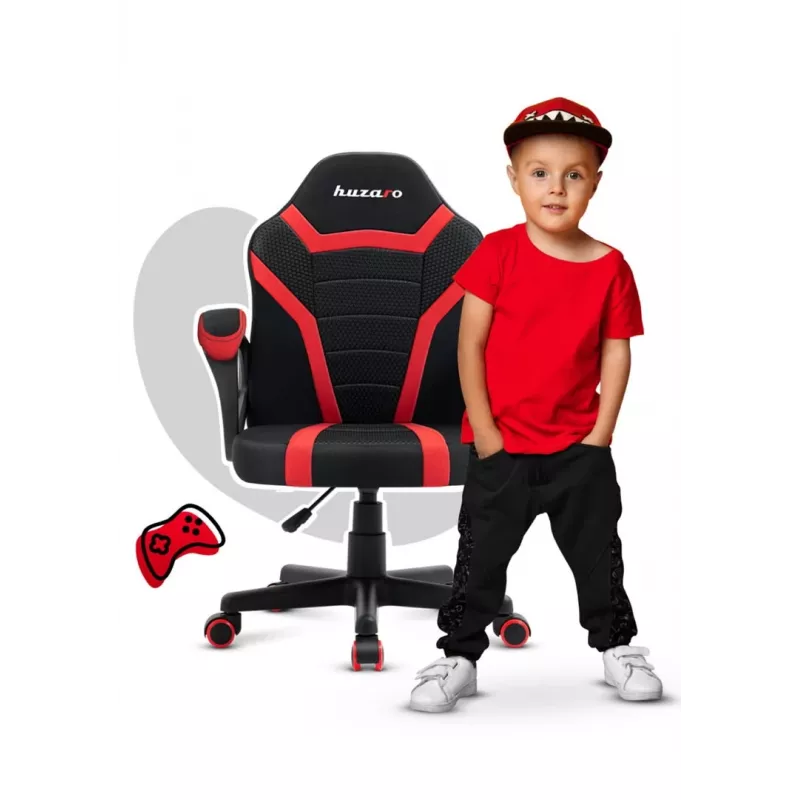 Vaikiška žaidimų kėdė Huzaro Ranger 1.0 Red Mesh, juoda, raudona