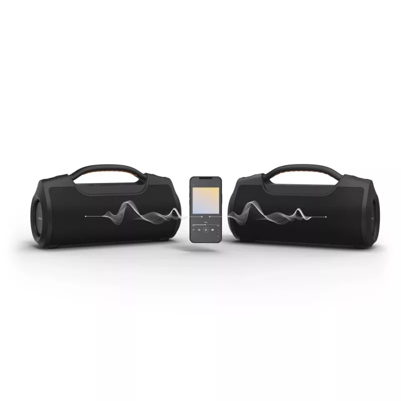 Nešiojamas garsiakalbis HAMA Soundbarrel 2.0 juodas Bluetooth belaidis – kompaktiškas 2.0 kanalų
