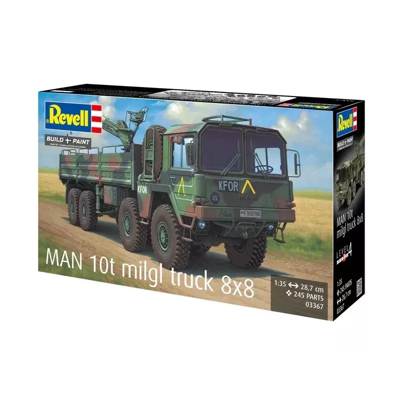 Plastikinis modelis REVELL Man 10T Milgl 8x8 sunkvežimis 1/35 masteliu