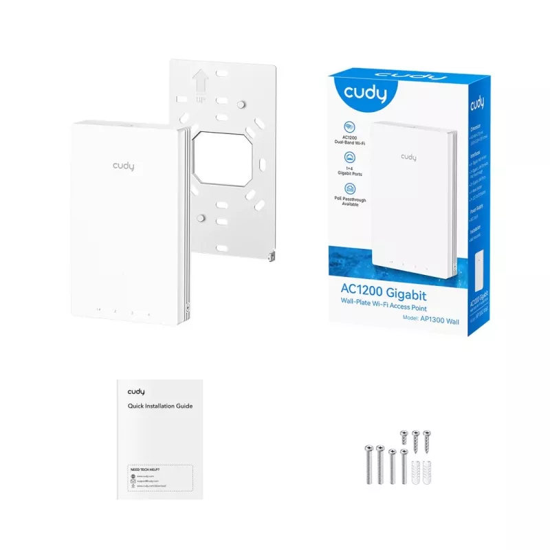 Cudy Punto Di Accesso Da Wall AC1200 Gigabit, belaidis prieigos taškas