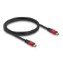 DeLOCK USB-C laidas USB Type-C vyras į vyrą 10 Gbps PD 3.0 100 W 1 m raudonas metalinis