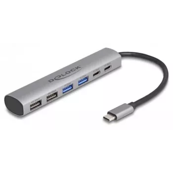 DeLOCK 64232 USB stotelė nešiojamam kompiuteriui, laidinė, USB 3.2 Gen 1 Type-A / Type-C, pilka