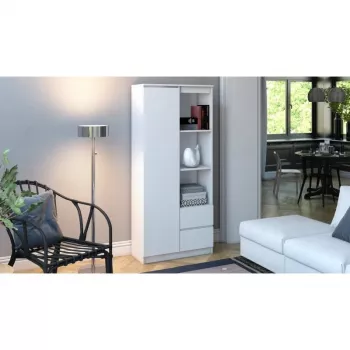 Biuro knygų lentyna Top e Shop RS-80 BILY BIEL, balta medžio drožlių plokštė, 7 lentynos, 800×350×1800 mm
