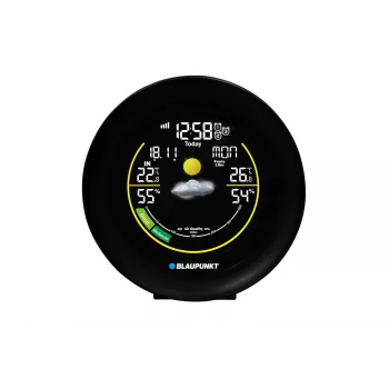 Oro stotelė BLAUPUNKT WS35BK APP – LCD ekranas, temperatūra ir drėgmė, signalizacija, kalendorius, programėlės valdymas, 94×94×27 mm