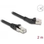 DeLOCK RJ45 Cat.6A tinklo kabelis 45° kairėn lenktas į tiesų 2 m juodas