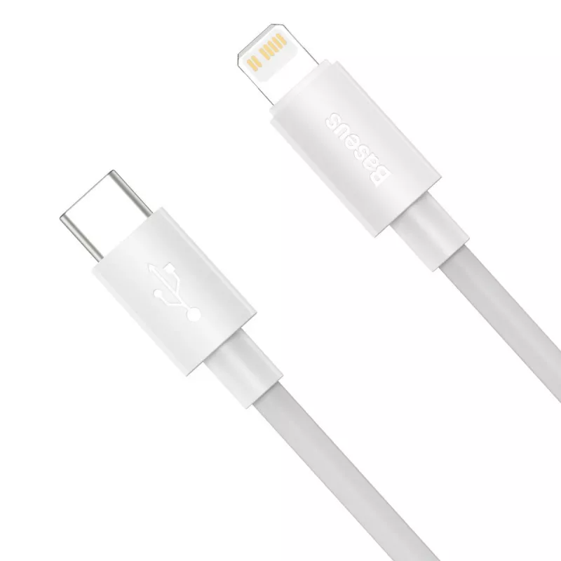 Baseus Simple Wisdom duomenų kabelių rinkinys USB-C į Lightning PD 20W (2 vnt./kompl.) 1,5 m Baltas