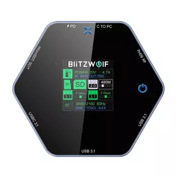 Docking stotelė BlitzWolf BW-TH16 8in1 USB 100W su LCD išmaniuoju ekranu