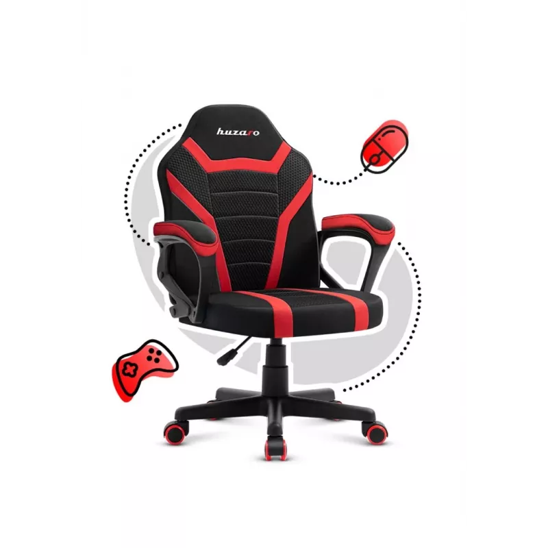 Vaikiška žaidimų kėdė Huzaro Ranger 1.0 Red Mesh, juoda, raudona