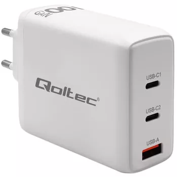 QOLTEC 100W GaN USB-C Dual PD 5–20V 1.5–5A, 2×USB-C Įkroviklis
