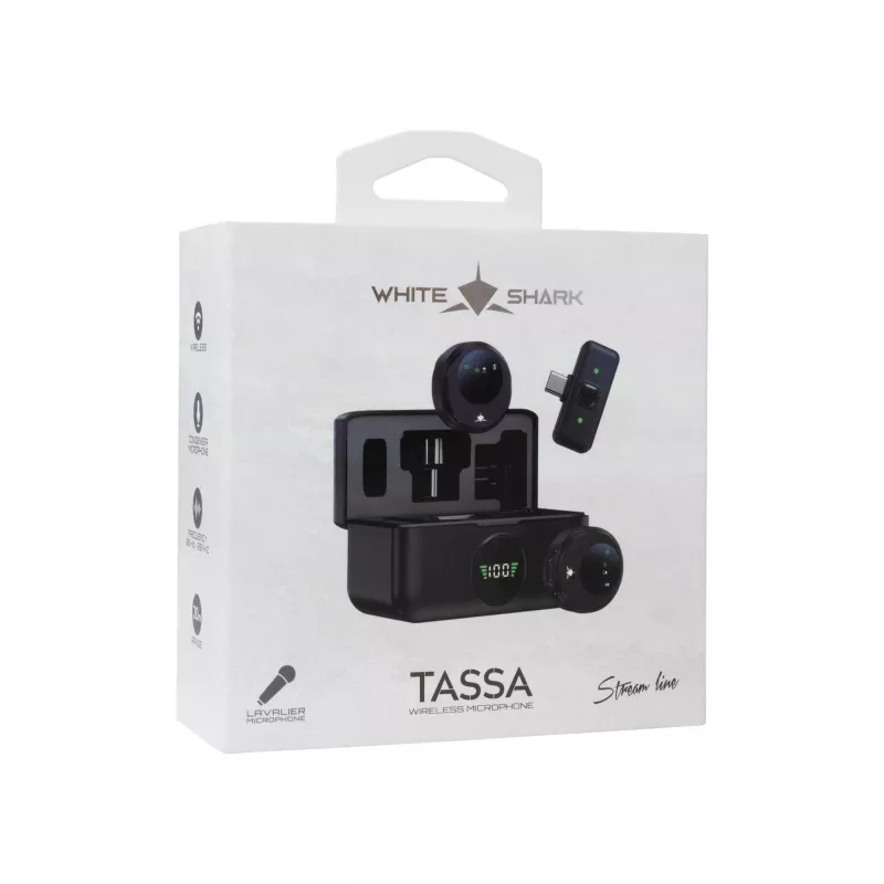 White Shark DSM-06 Tassa Black – belaidis lavaljė mikrofonas su RGB apšvietimu