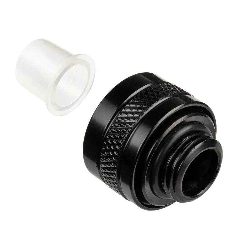 Alphacool 17471 Eiszapfen PRO 13 mm HardTube fitingas G1/4, žalvarinis, 22 mm skersmens, 20 mm aukštis, Deep Black