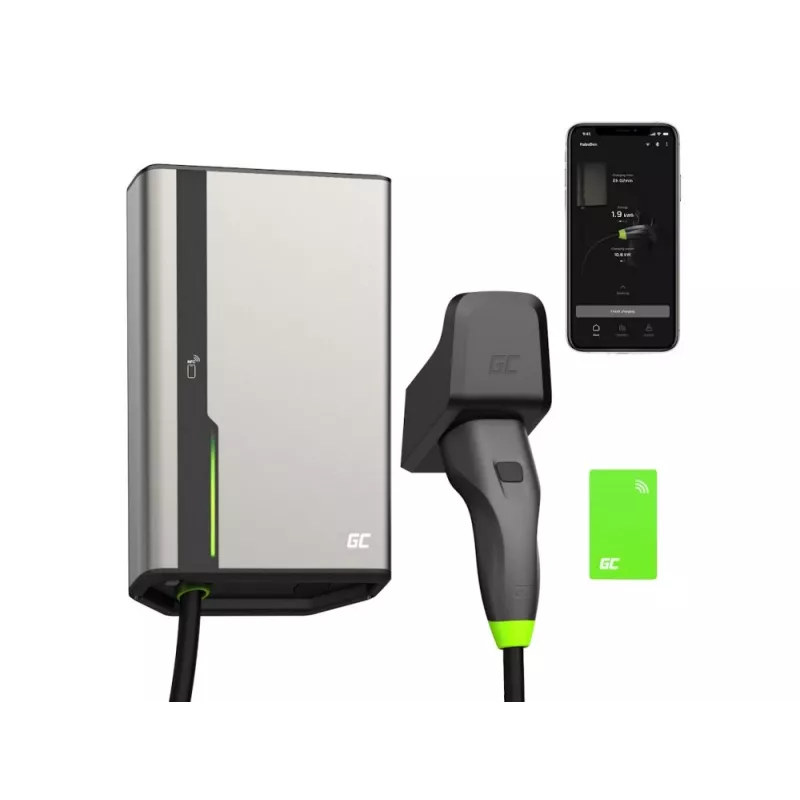 Green Cell GC EVGC021B2250 sieninis elektromobilio įkroviklis 3.6–22 kW 5 m NFC pilkas aliuminis