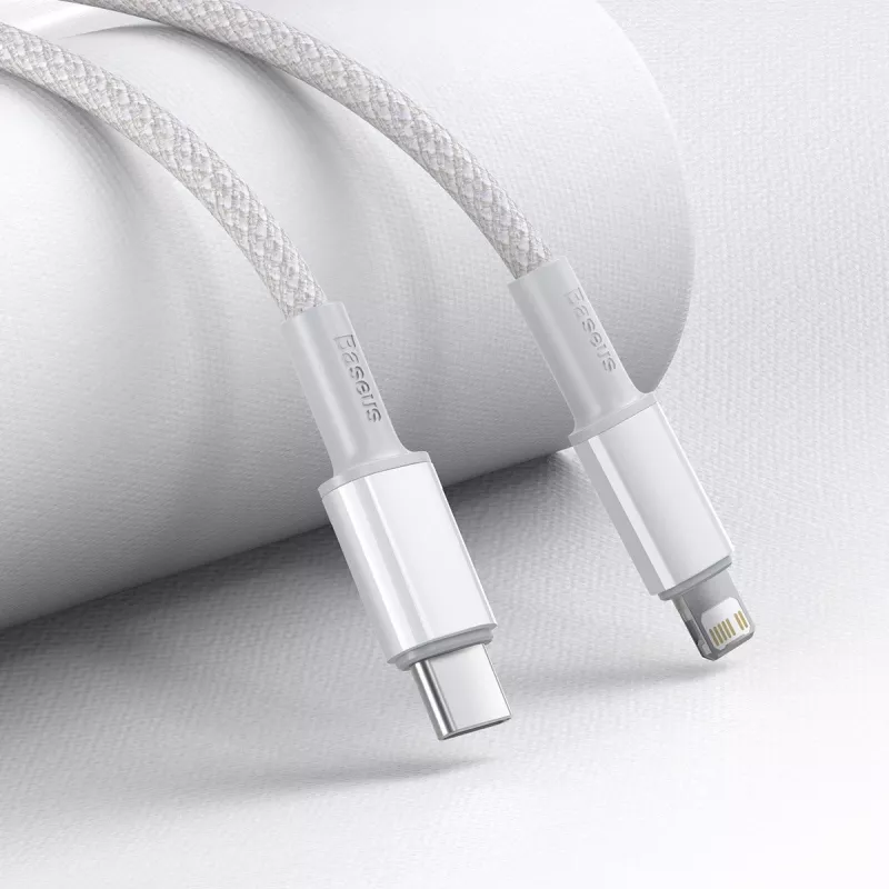Baseus USB-C į Lightning aukšto tankio pintas laidas, 20W, PD, 2m (baltas)