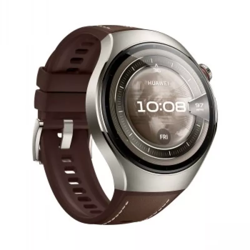 Išmanusis laikrodis HUAWEI WATCH 5 Classic 46 mm, sidabrinis korpusas, ruda juosta
