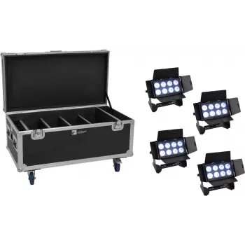 Prožektorių rinkinys EUROLITE Multiflood 20000999 su 4 įkraunamomis baterijomis, 8×10W RGBW LED, IP klasė
