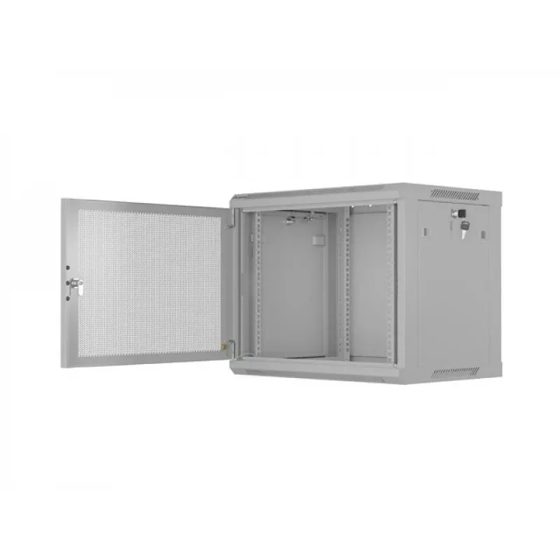 19 colių 9U 600x450 pilkas sieninis spintos stovas Lanberg su perforuotomis durelėmis
