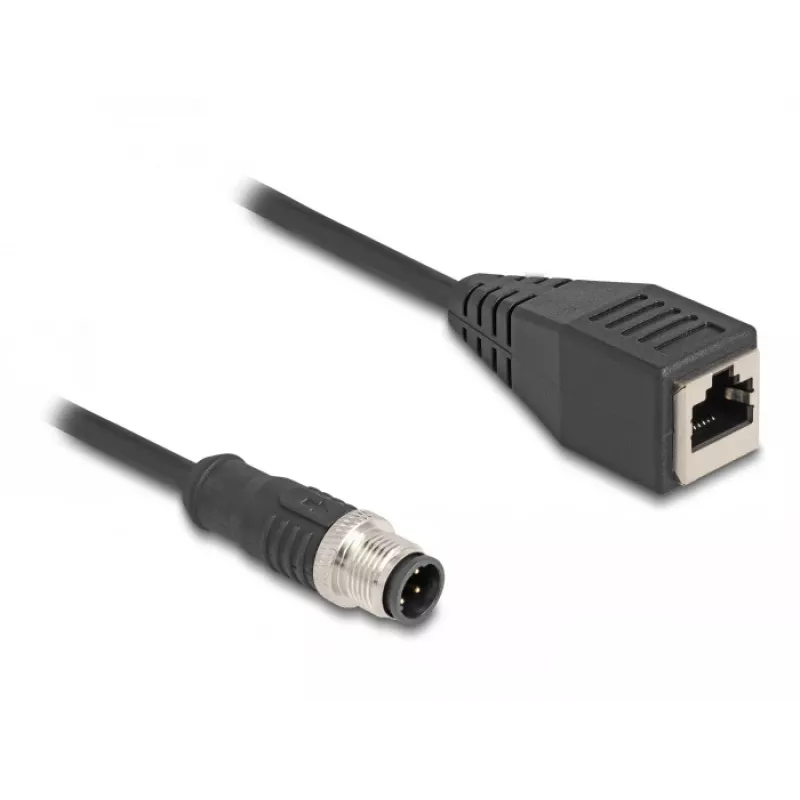 DeLOCK M12 adapterinis kabelis D-coded 4 kontaktų kištukas į RJ45 lizdą 50 cm